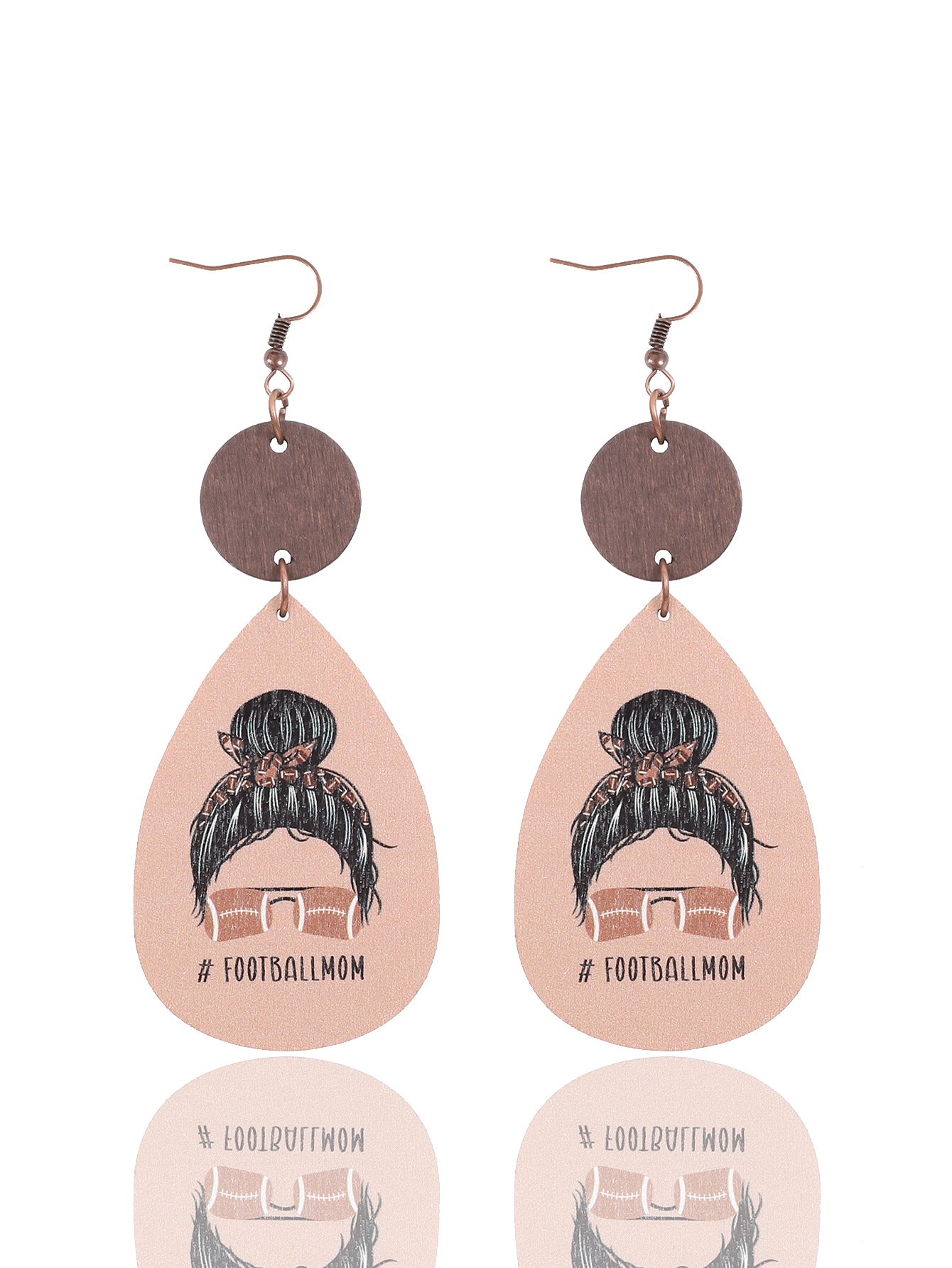 Wholesale Teardrop-shaped sporty wood stud earrings